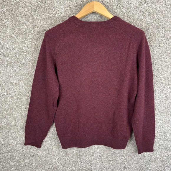 LL Bean 100% Lambs Wool V Neck Sweater Men's Small Maroon - Picture 6 of 6